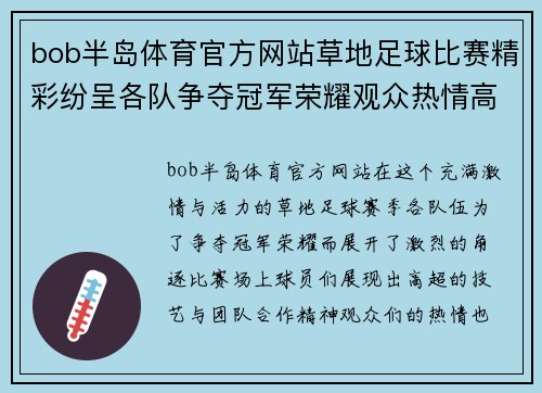 bob半岛体育官方网站草地足球比赛精彩纷呈各队争夺冠军荣耀观众热情高涨